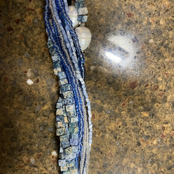 Chico statement strand Necklace Blue Beach Bead - Picture 4 of 6